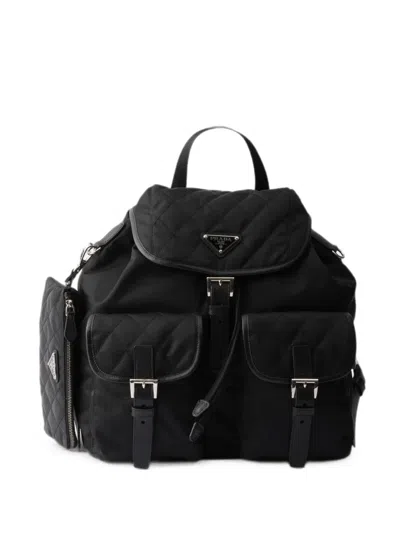 Prada Medium Quilted Re-nylon Backpack With Saffiano Leather Trim
