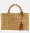Prada Medium Raffia-effect Shopper In Sand