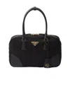 Prada Re-edition 1978 Medium Re-nylon And Saffiano Leather Two-handle Bag In Black