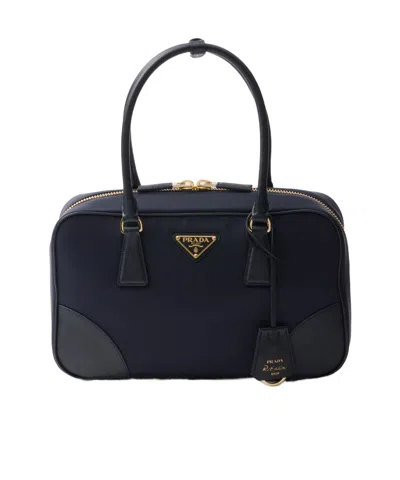 PRADA PRADA TRIANGLE-LOGO ZIPPED TOTE BAG
