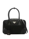 Prada Re-edition 1978 Re-nylon And Saffiano Medium Black Top Case In Sughero