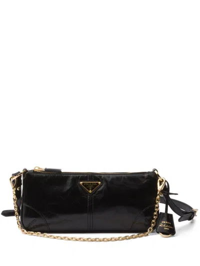 Prada Medium Re-edition 2002 Leather Shoulder Bag In Black