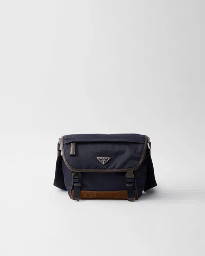 PRADA MEDIUM RE-NYLON AND LEATHER SHOULDER BAG