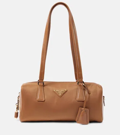 Prada Medium Re-nylon And Leather Shoulder Bag In Brown