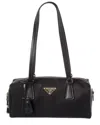 Prada Medium Re-nylon & Leather Top Handle Shoulder Bag In Black