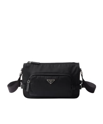 PRADA PRADA LOGO PLAQUE ZIPPED MESSENGER BAG