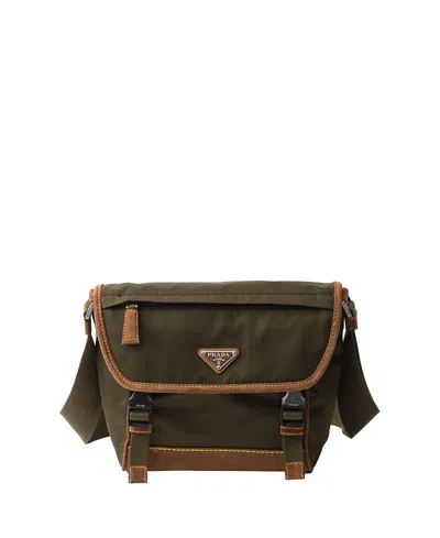 PRADA MEDIUM RE-NYLON AND SUEDE SHOULDER BAG