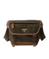 Prada Re-nylon Shoulder Strap Crossbody Bags Green In Musk Green/cocoa