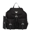 Prada Black Re-nylon And Saffiano Backpack With Pouch Women In Black