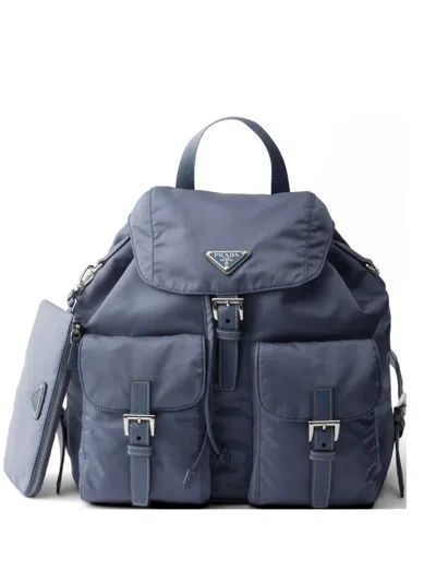 Prada Medium Re-nylon Backpack In Blue