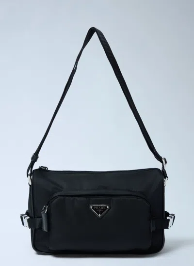 Prada Medium Re-nylon Shoulder Bag In Black