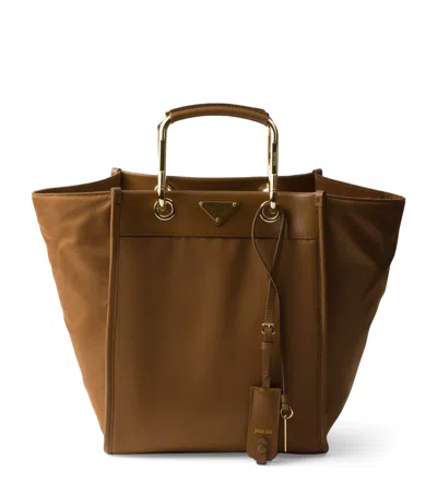 Prada Medium Re-nylon Tote Bag In Brown