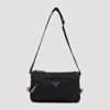 Prada Small Shoulder Bag With Adjustable Strap And Front Zip Pocket In Black