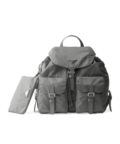 Prada Medium Re-nylon Backpack In Steel Gray