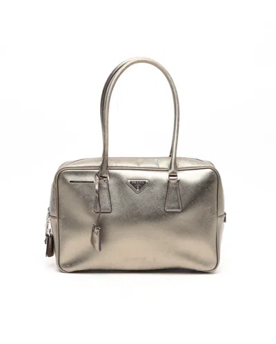 Prada Medium Saffiano Bauletto Bag In Gold