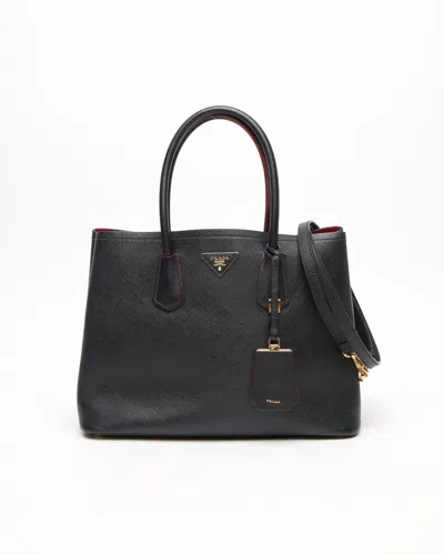 Prada Medium Saffiano Cuir Tote Bag In Black