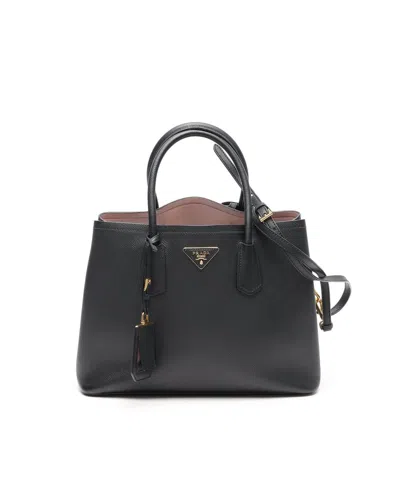 Prada Medium Saffiano Double Bag In Black