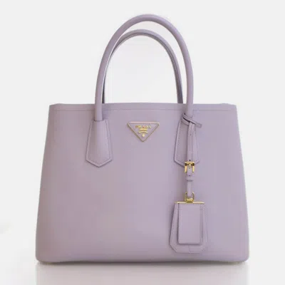 Pre-owned Prada Medium Saffiano Double Tote In Purple