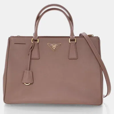 Pre-owned Prada Medium Saffiano Galleria Tote In Brown