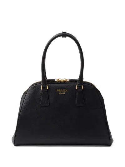 Prada Medium Saffiano Leather Tote Bag In Black