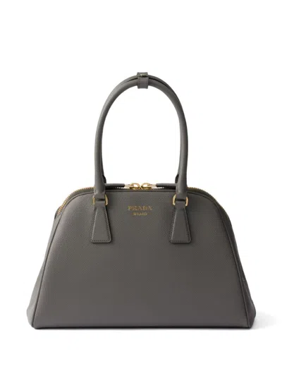 Prada Medium Saffiano Leather Tote Bag In Grey
