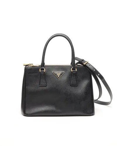 Prada Medium Saffiano Lux Galleria Double Zip Bag In Black