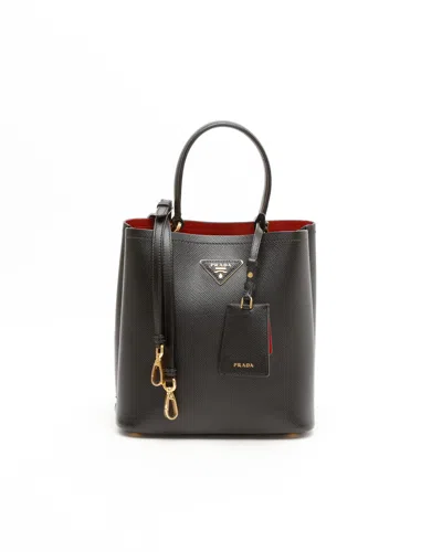 Prada Medium Saffiano Panier Bag In Black