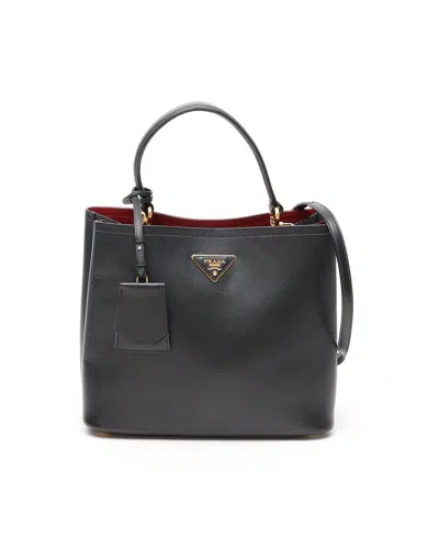 Prada Medium Saffiano Panier Bag In Black