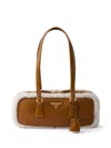 Prada Medium Shearling Leather Tote Bag In Braun