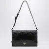 Prada Medium Triangle Logo Shoulder Bag In Black