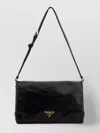 Prada Medium Triangle Logo Shoulder Bag In Black