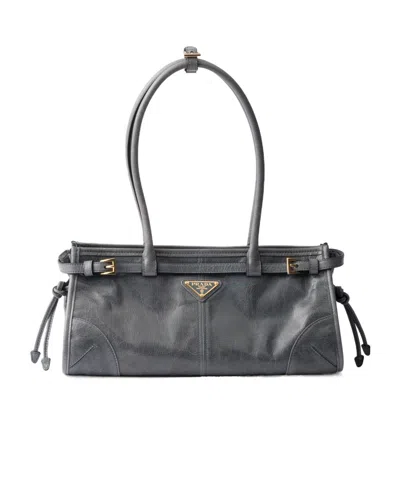 Prada Medium Soft Lux Shoulder Bag In Gray
