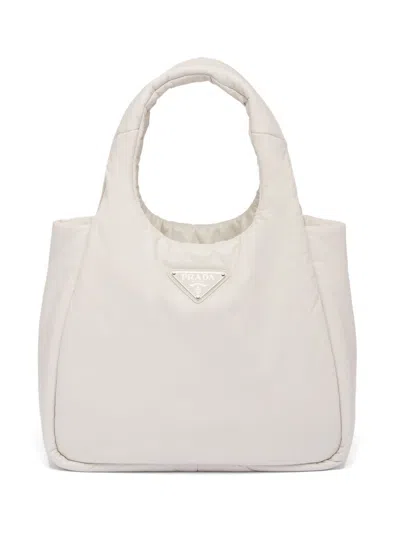 Prada Medium Soft Tote Bag In White