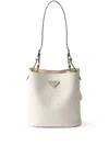 Prada Bucket Leather Shoulder Bag In White