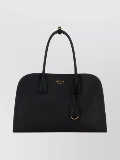 Prada Medium Structured Shopping Bag With Top Handles In Black