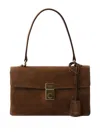 Prada Medium Suede Shoulder Bag In Brown