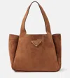 Prada Medium Suede Shoulder Bag In Brown