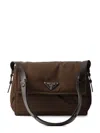 Prada Medium Re-nylon Traveller Shoulder Bag In Brown