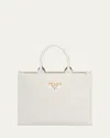 Prada Medium Triangle Leather Shopper Tote Bag In Bianco