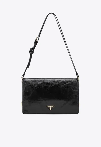PRADA MEDIUM TRIANGLE LOGO SHOULDER BAG