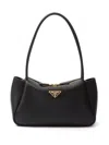 Prada Medium Zip Grain Leather Shoulder Bag In Black