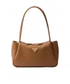 Prada Womens Brown Brand-plaque Medium Leather Shoulder Bag In Brown