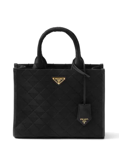 Prada Medium Triangle-logo Tote Bag In 黑色