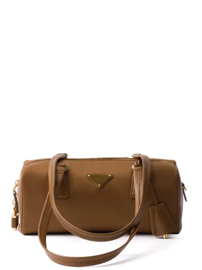 Prada Medium Triangle-logo Tote Bag In Brown