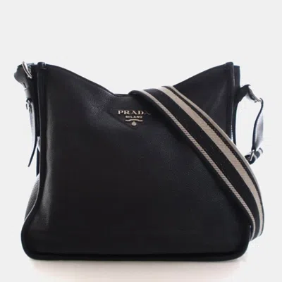 Pre-owned Prada Medium Vitello Daino Black Crossbody Bag
