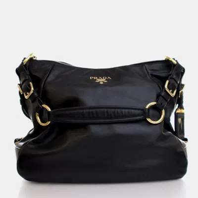 Pre-owned Prada Medium Vitello Daino Shoulder Bag In Black