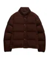 Prada Mens Brown Logo-plaque Corduroy Cotton Down Jacket
