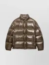 Prada Medium Weight Down Jacket With High Collar In Animal Print