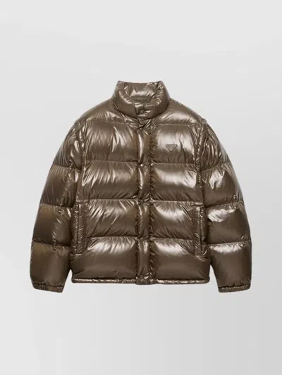 PRADA MEDIUM WEIGHT DOWN JACKET WITH HIGH COLLAR