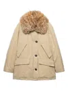 Prada Medium-weight Old Panama Cotton Down Jacket In Neutral